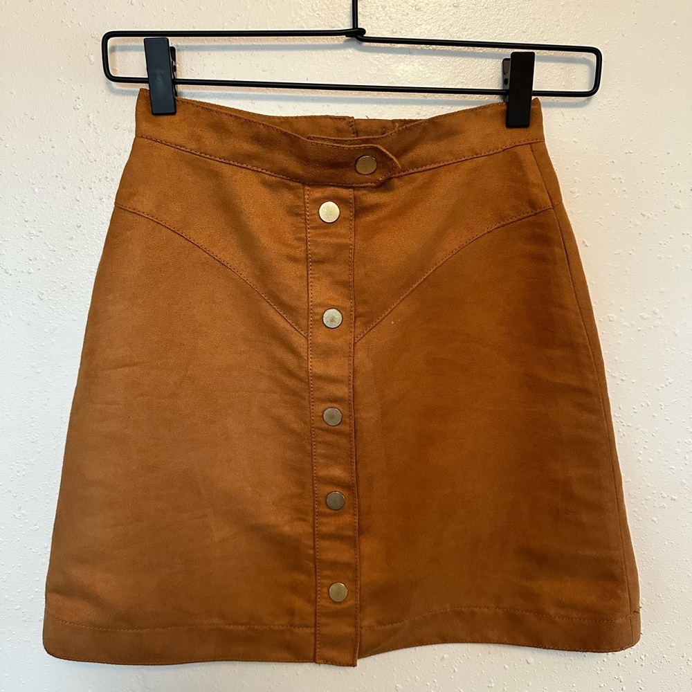 Faux Suede Tan Mini Skirt